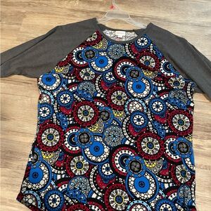 LuLaRoe Multicolor Patterned Top with Gray Accents